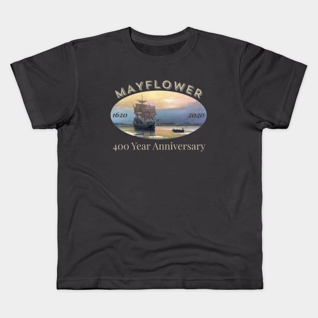 Mayflower Voyage 400 Year Anniversary Celebration Kids T-Shirt by Pine Hill Goods